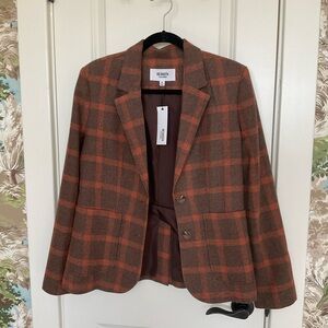 BB Dakota Brown and Orange Plaid Blazer